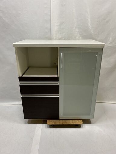 購入60000円 新品同様 高級 キッチンボード ホワイト 幅89×高さ96×奥行48cm ダイニングボード 食器棚 レンジ台