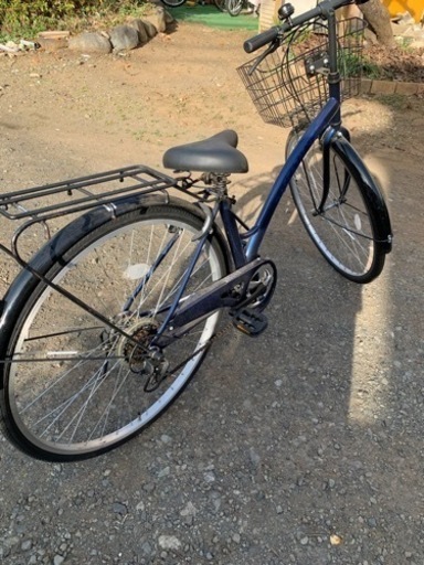 お話し中　神奈川県内お届け自転車27インチブルー系変速6段階ギア