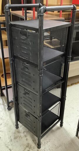 スチールラック 4段 高さ約152センチ スリムタイプ ブラック【ユーズドユーズ名古屋天白店】J2452