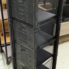 スチールラック 4段 高さ約152センチ スリムタイプ ブラック【ユーズドユーズ名古屋天白店】J2452