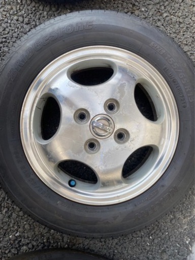 日産純正ホイールタイヤ付き　バリ山　4本　155/65/R13 