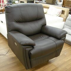 R230 YAMADA オリジナル1人掛電動ソファ本革ダークブラウン色  幅98 cm USED・美品