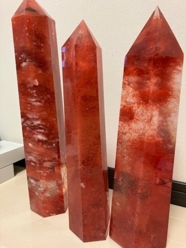 溶錬水晶、3本　パワーストーン、オブジェ