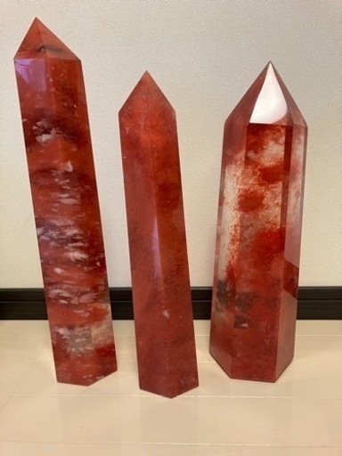 溶錬水晶、3本　パワーストーン、オブジェ