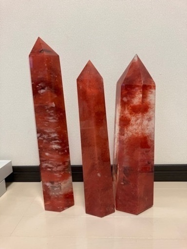 溶錬水晶、3本　パワーストーン、オブジェ