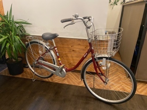 タイヤ新品！【ブリヂストン】26インチ自転車　ワインレッド