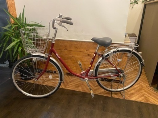 タイヤ新品！【ブリヂストン】26インチ自転車　ワインレッド