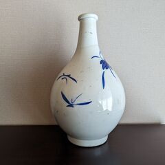 青絵 染付 花柄 鶴首 徳利 花器 花瓶 酒器 一輪挿し 骨董 壺 古伊万里！？伊万里！？かどうか分かりません【大】の画像
