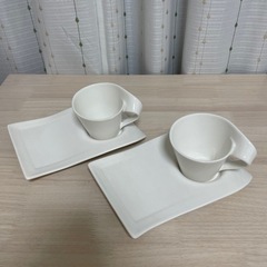 Villeroy&Boch ビレロイ&ボッホ ニューウェイブ カフェ カプチーノカップ&プレートL 2ペアの画像
