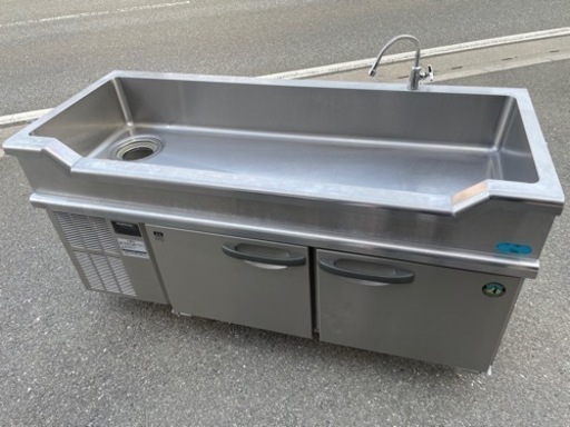 ☆中古品 ホシザキ業務用舟形シンク付コールドテーブル 台下冷蔵庫 RW-150SNC 2012年 1500ｘ600ｘ800ｍｍ 動作問題なし☆