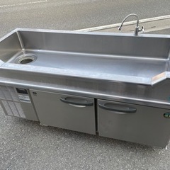 ☆中古品 ホシザキ業務用舟形シンク付コールドテーブル 台下冷蔵庫...