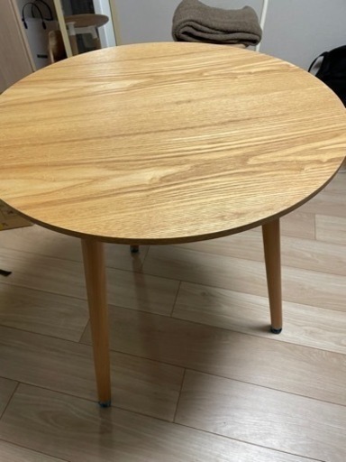 お相手決定済み　ダイニングテーブル 円形 円卓 丸 60cm 白 ナチュラル 丸型 イームズ カフェテーブル 円形テーブル ホワイト イームズテーブル 木脚 木製  (色:ナチュラル)