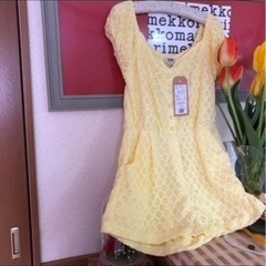 タグ付き新品 GRLショート丈ワンビース パンツ黄色 