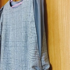 チェックグレーリボンワンピースの画像