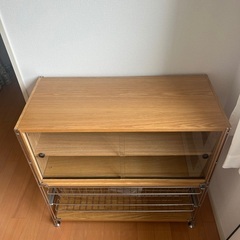 無印良品　ユニットシェルフ　食器棚ワイヤーバスケット付きの画像