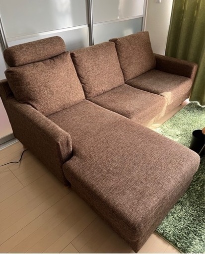 【美品】大型3人掛けソファー＆テーブルSET（クッション2個付）
