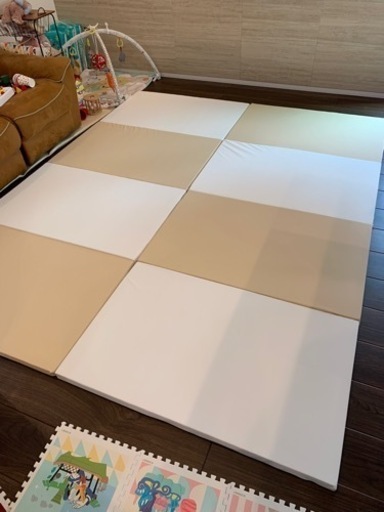 プレイマット　200×250cm(100×150の2枚セット)  ホワイト　ベージュ