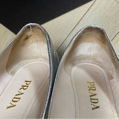 プラダ PRADA バレエシューズ フラットシューズ シルバー 37.5 春の画像