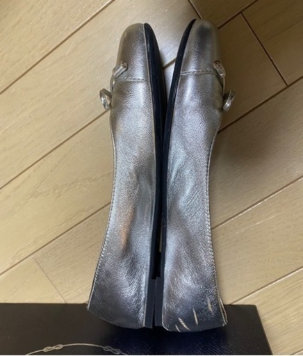 プラダ PRADA バレエシューズ フラットシューズ シルバー 37.5 春