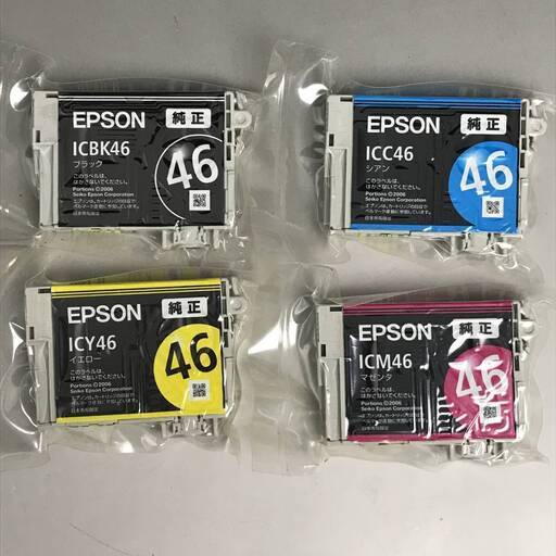 UNY3/3 【新品、未使用】EPSON エプソン 純正インクカートリッジ IC46 4色黒/C/M/Y インクカートリッジ 黒/シアン/マゼンタ/イエロー
