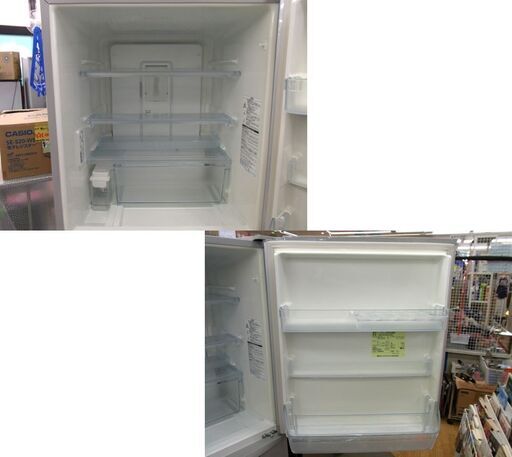 西岡店 冷蔵庫 340L 2013年製 東芝 GR-E34N 自動製氷付き 300Lクラス 3ドア TOSHIBA シルバー ファミリーサイズ