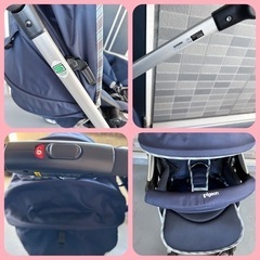 人気　ピジョンプレミアムベビーカー　フィーノ　ストライプネイビーa型A型の画像