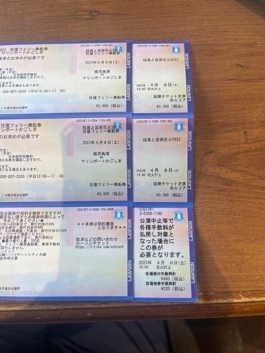 桜島と芸術花火2023のチケット2枚