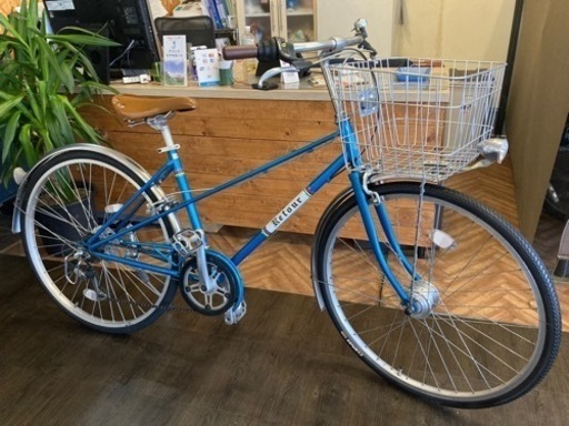 【前輪タイヤ・前輪チューブ新品！】LEDオートライト　6段変速　26インチ自転車　水色