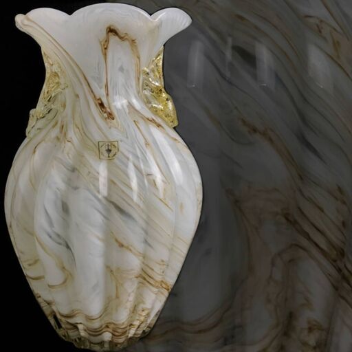 ut10/37 IWATA Glass マーブル模様　金彩硝子花瓶　フラワーベース 花入 ガラス　岩田工芸硝子　花生　花器　華道　ガラス花瓶
