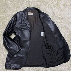 エンポリオアルマーニ 　XLサイズ　EMPORIO ARMANI レザージャケット テーラードジャケット ラムレザー 本革 黒 50
