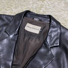 エンポリオアルマーニ 　XLサイズ　EMPORIO ARMANI レザージャケット テーラードジャケット ラムレザー 本革 黒 50
