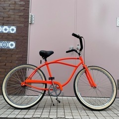 【部品ほぼ新品に交換済み！rainbow】コースターブレーキ　26インチビーチクルーザー　レッド 部品ほぼ新品に交換済み！rainbow】コースターブレーキ 26インチビーチ