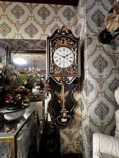 アンティーク家具　時計　木彫り振り子時計