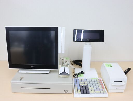 【ヤ取終了4/20】≪W869ジ-②≫ 通電OK NEC/エヌイーシー ツインポス一式 5500Ci/PWPY221W03 ドロア/キーボード/レシートプリンタ等 レジスタ 現状品/難あり