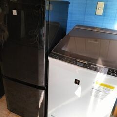 新生活応援企画その③ミツビシ（MITSUBISHI）MR-P15EA-KK 2ドア冷凍冷蔵庫 146L 2017年製 ・シャープ（SHARP) ES-GX9A-T 全自動洗濯機 9.0Kg 2016年製 2点セット！！