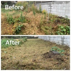 竹伐採 コンクリート積み 解体 砂利敷き 人工芝 防草シート - 市川市