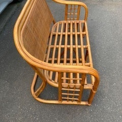 レトロ　籐ソファ　2人掛けソファ　ラタンソファ　ラタンソファー　リゾートの画像