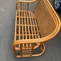 レトロ　籐ソファ　2人掛けソファ　ラタンソファ　ラタンソファー　リゾートの画像