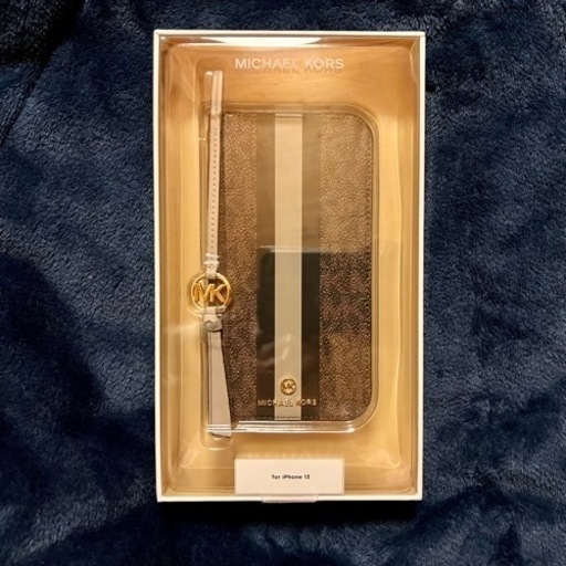 MICHEAL KORS(マイケルコース)iPhone13用手帳型スマホケース Black×Gray[Brown]