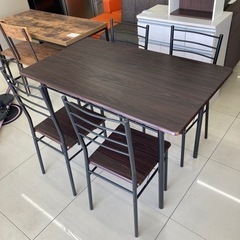 HJ382 【中古】ダイニングテーブル　4人掛け　チェア4脚　木...