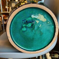 イタリア製 陶器傘立て 花瓶 グリーン○BA03N006