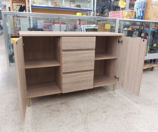 リビングボード 幅110cm 扉 引き出し ウッド調 収納家具 サイドボード ☆ 札幌市 北区 屯田 