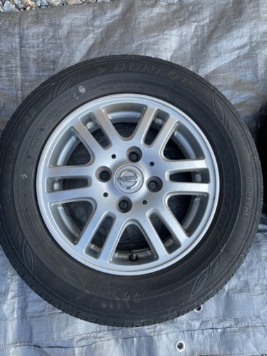 ダンロップ夏タイヤ　日産純正アルミホイール　4本セット　ニッサン　モコ
