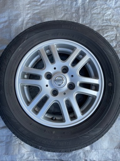 ダンロップ夏タイヤ　日産純正アルミホイール　4本セット　ニッサン　モコ
