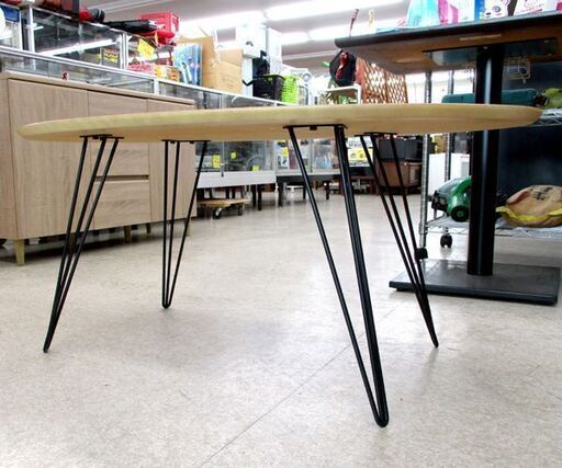 オーバルテーブル 幅105cm センターテーブル ナチュラルブラウン 楕円 ローテーブル ☆ 札幌市 北区 屯田 