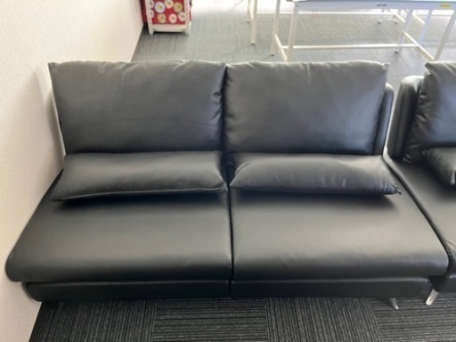 ドリス　3P ソファ　黒　合皮　超美品