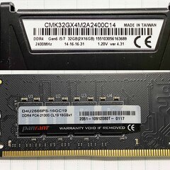 DDR4メモリ32GB（16GBｘ２枚）、動作確認済みの画像