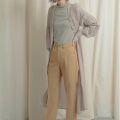 細魅せ！美脚パンツ●定価5,390円【新品】URBAN RESEARCHアーバンリサーチ●センタープレスパンツ●ベージュの画像