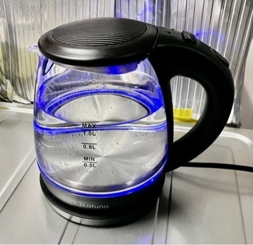 【取引成立】美品中古電気LEDスケルトンケトル青いLED癒し、使用頻度短い