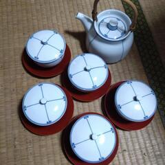 急須　湯呑　茶托セットの画像